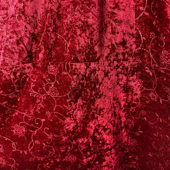 Vintage Crushed Velvet Babydoll Top Fairy Grunge Size 26 28 Red Floral Sparkly - Picture 10 of 13